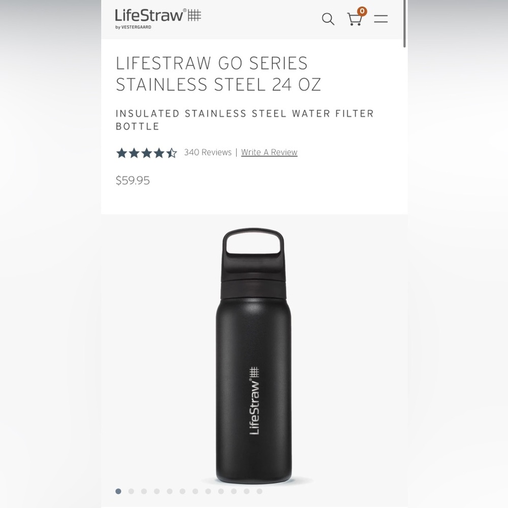 Life straw filtered water bottle